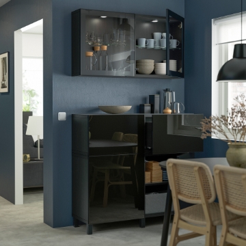 ІКЕА Комбінація стелажів з дверцятами BESTÅ БЕСТО, 294.360.49 - Home Club