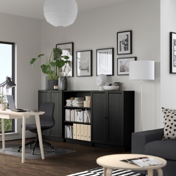 ИКЕА Комбинация полок с дверцами BILLY БИЛЛИ / OXBERG ОКСБЕРГ, 395.781.23 - Home Club