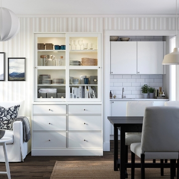 ІКЕА Комбінація зі скляними дверима HAVSTA ХАВСТА, 495.974.61 - Home Club
