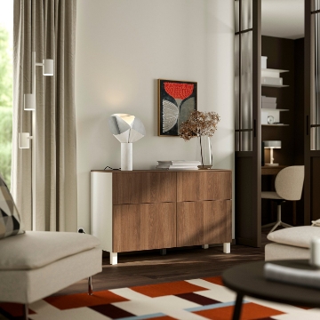 ИКЕА Комбинация стеллажей с дверцами BESTÅ БЕСТО, 996.123.55 - Home Club