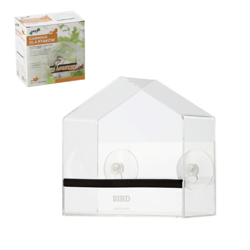 Chomik ПТАШИНА КОРМОВИЙ БУДИНОЧОК 1-ЧАСТИННИЙ ПРОЗОРИЙ З ПРИСОСКОЮ, EDA4397 - Home Club