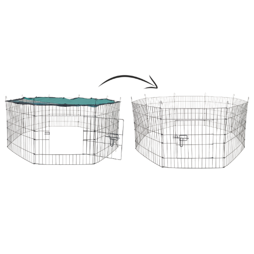 Chomik ЗАБІЙНИЙ ПАРКЕТ ДЛЯ ТВАРИН З СОНЦЕЗАХИСНОЮ СІТКОЮ 8 ПАНЕЛЕЙ 56 X 57 СМ, PET5431 - Home Club