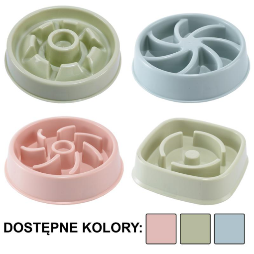 Chomik МИСКА ДЛЯ СОБАКИ / КОТА, ЩО СПОВІЛЬНЮЄ ХАРЧУВАННЯ 20,5 X 20,5 X 5 СМ, РІЗНІ ВЗОРИ, PET7789 - Home Club