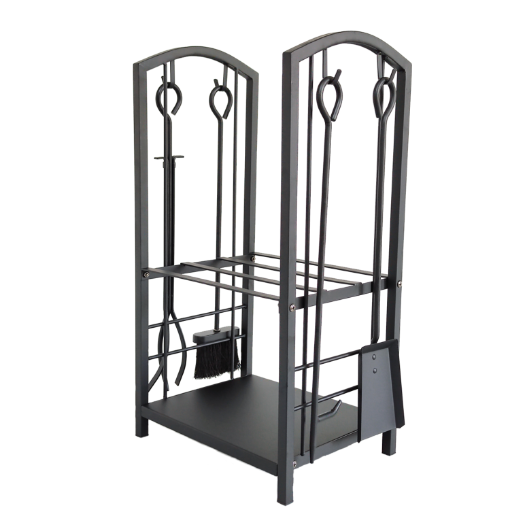 Chomik МЕТАЛЕВИЙ СТІЙКА ДЛЯ ДРОВ З 4 ЕЛ. КОМІНКОВИМ НАБОРОМ 40X30X74CM, KOM5882 - Home Club