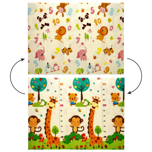 Chomik Двусторонняя образовательная коврик 150x200x1 см, складная, с изображением животных и цифр + сумка, KID4329 - Home Club