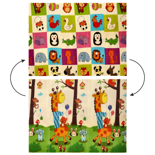 Chomik Двусторонняя образовательная коврик 150x200x1 см, складная, с изображением животных + сумка, KID4336 - Home Club