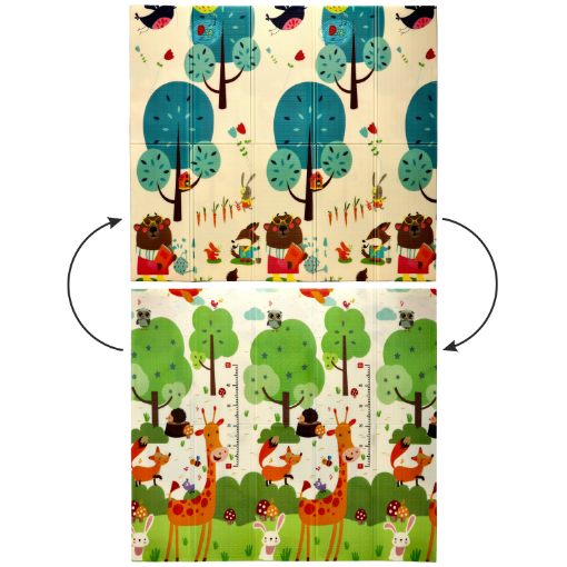 Chomik Двусторонняя образовательная коврик 180x200x1 см, складная, с изображением животных и деревьев + сумка, KID4350 - Home Club