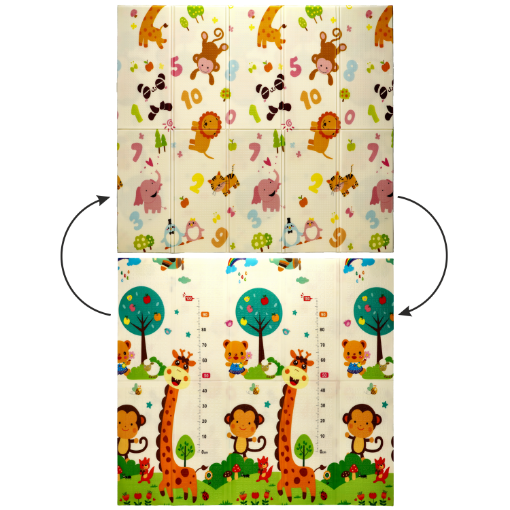 Chomik Двусторонняя образовательная коврик 180x200x1 см, складная, с изображением животных и цифр + сумка, KID4367 - Home Club