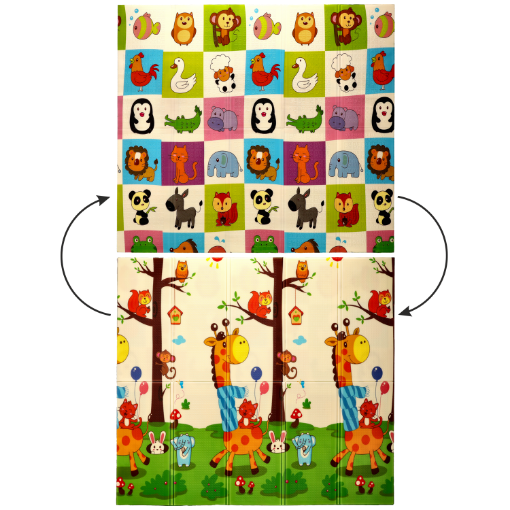 Chomik Двусторонняя образовательная коврик 180x200x1 см, складная, с изображением животных + сумка, KID4374 - Home Club