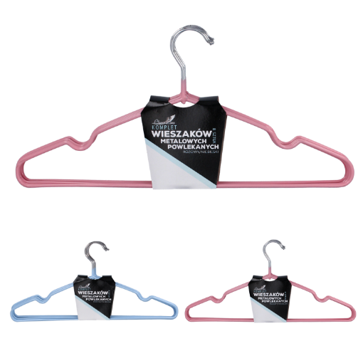 Chomik 8 МЕТАЛЛИЧЕСКИХ ПОКРЫТЫХ ПОВЕРХНОСТИ ВЕШАЛОК, РОЗОВЫХ/СИНИХ, SHU4989 - Home Club
