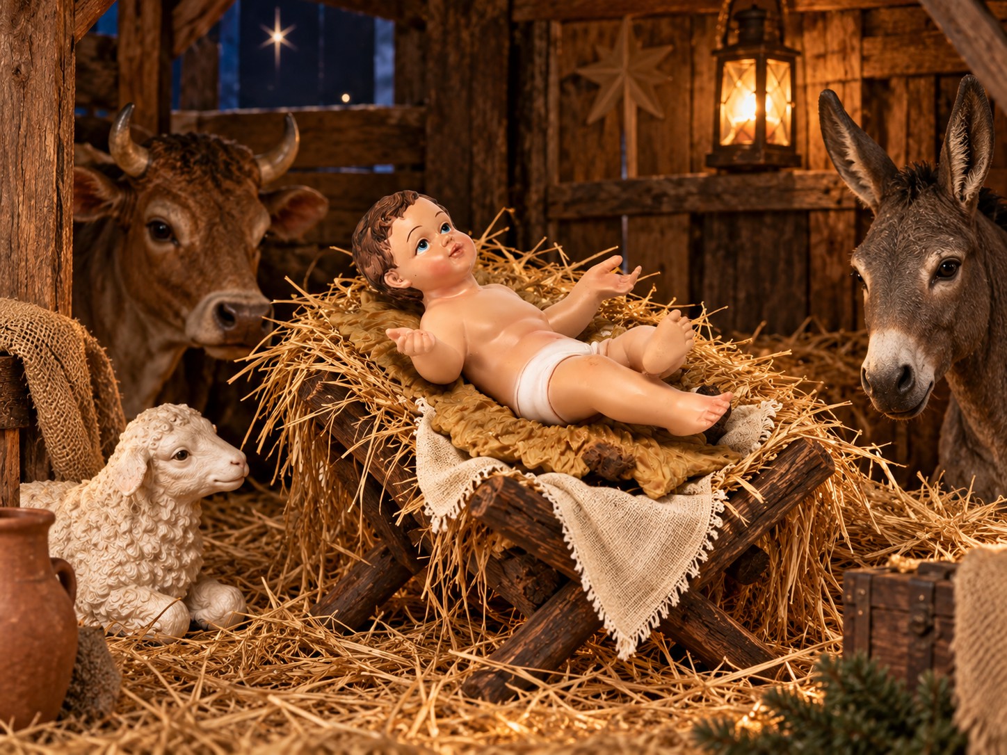 Figura Dzieciątka Jezus z polyresinu do szopki zewnętrznej