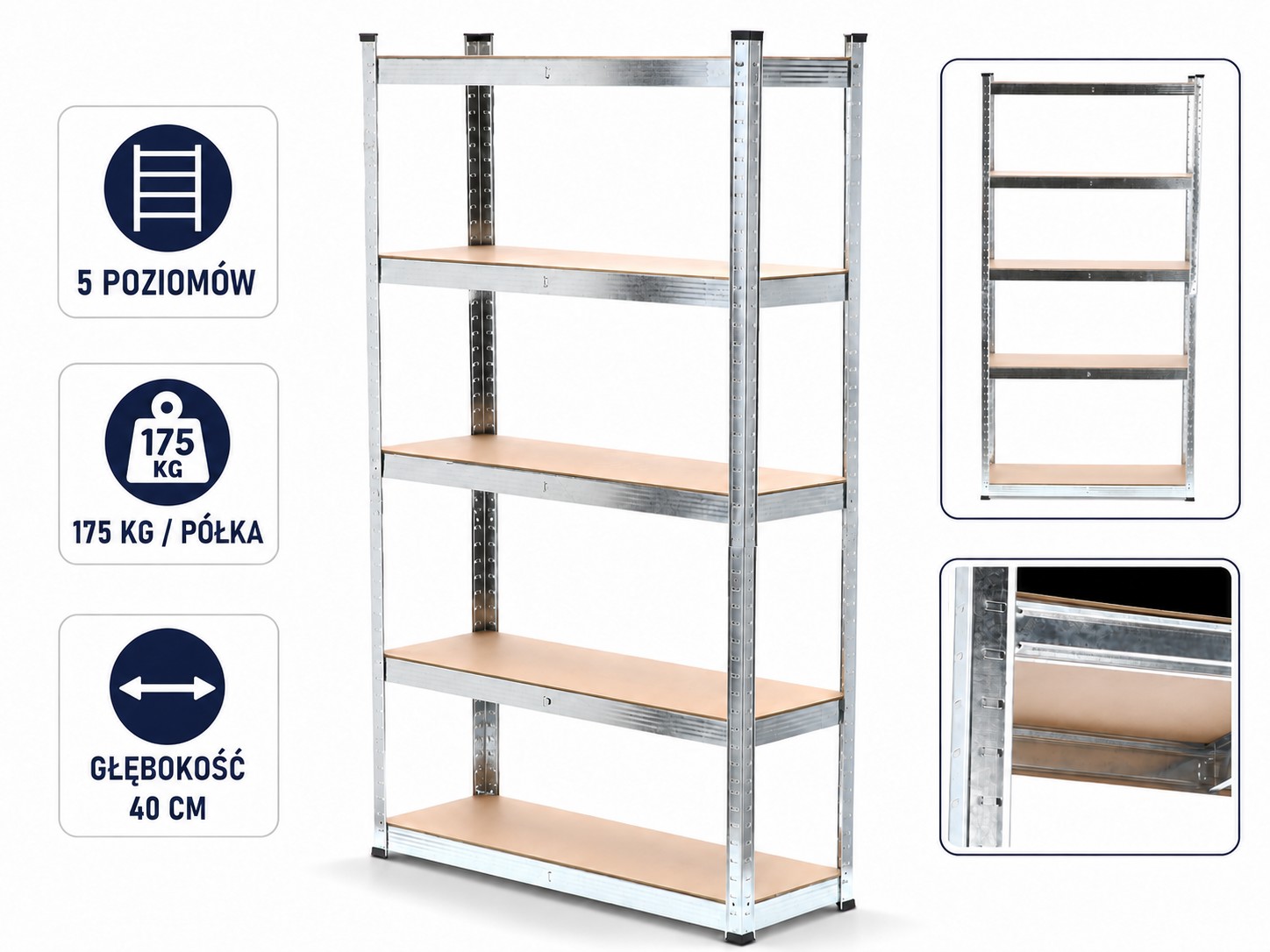 REGAŁ 5-POZIOMOWY 180 x 90 x 40 CM UDŹWIG PÓŁKI: 175 KG pol_pl_REGAL-5-POZIOMOWY-180-x-90-x-40-CM-UDZWIG-POLKI-175-KG-830_5_2