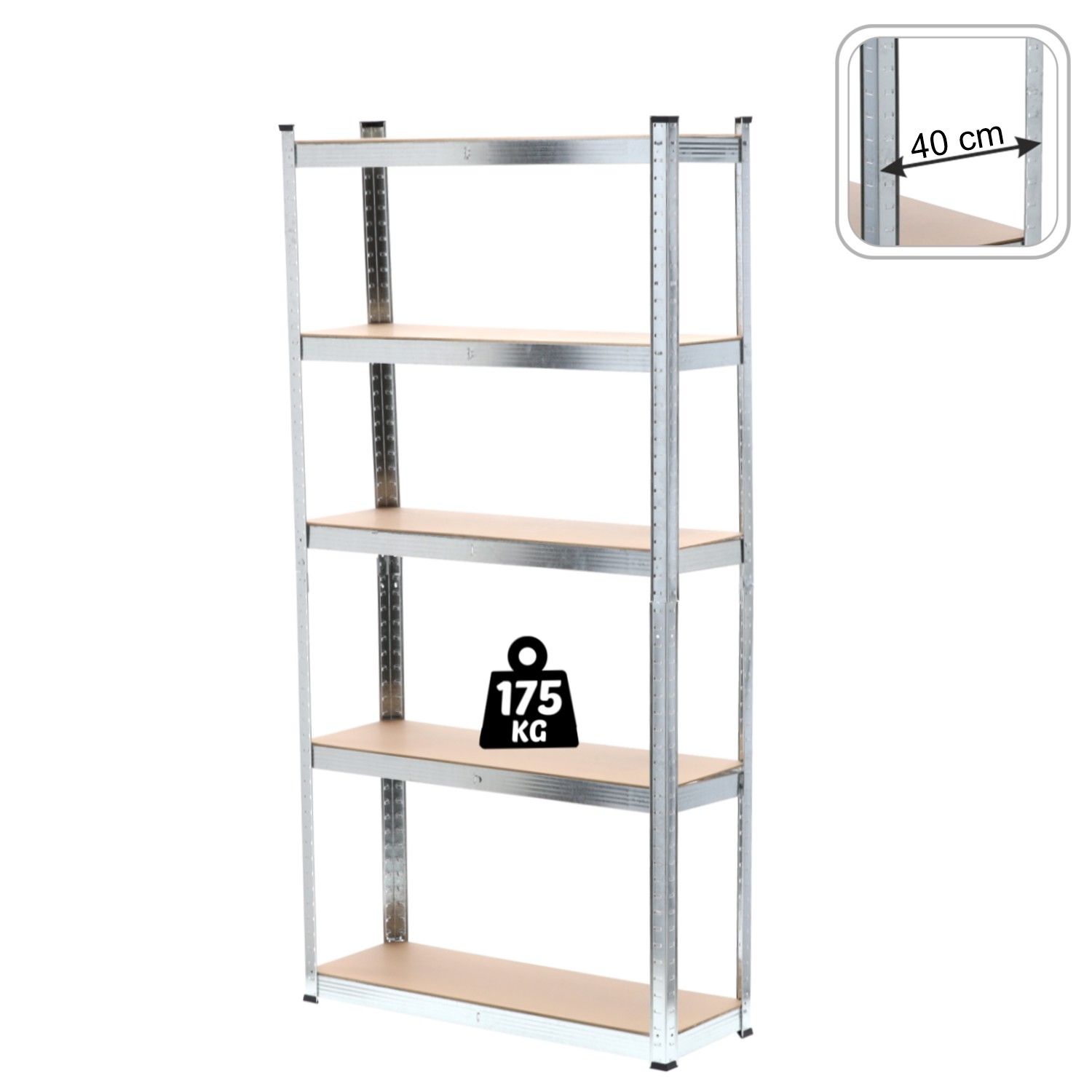 REGAŁ 5-POZIOMOWY 180 x 90 x 40 CM UDŹWIG PÓŁKI: 175 KG pol_pl_REGAL-5-POZIOMOWY-180-x-90-x-40-CM-UDZWIG-POLKI-175-KG-0878-830_1