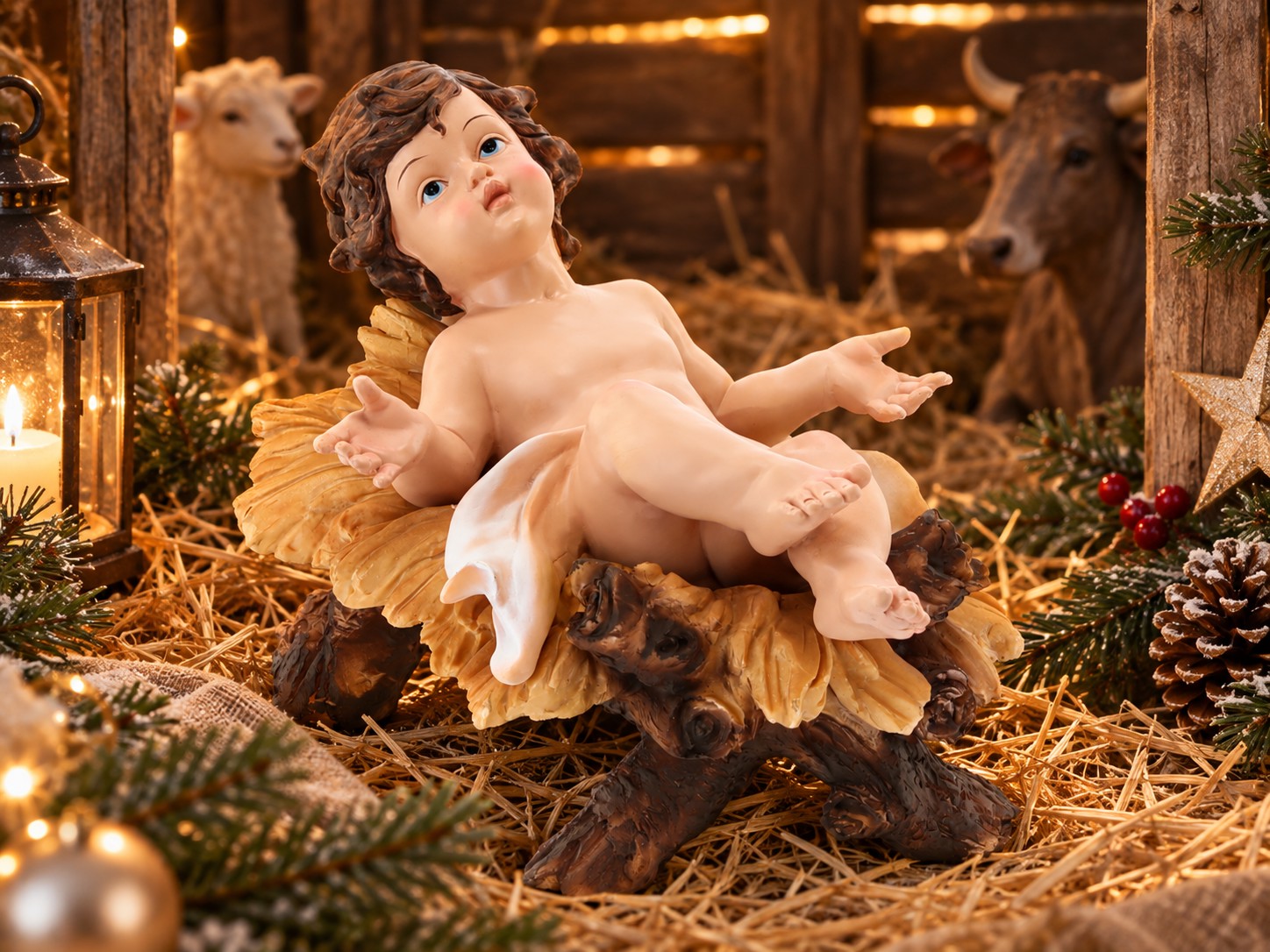 Figura Dzieciątka Jezus z polyresinu do szopki zewnętrznej