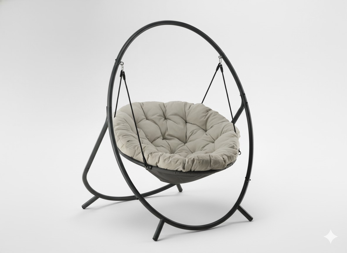 Подвесное Кресло Patio - Светло-Бежевая Подушка, Серая Рама 115,5X140X167,5 См (2)