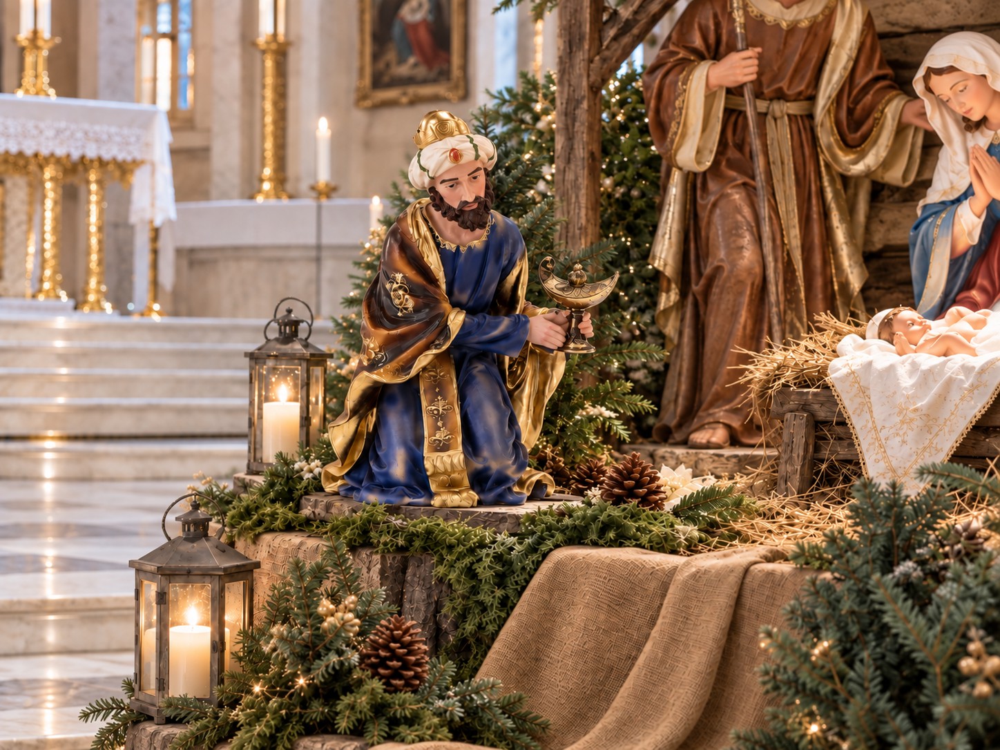 Figura Króla z polyresinu do szopki zewnętrznej