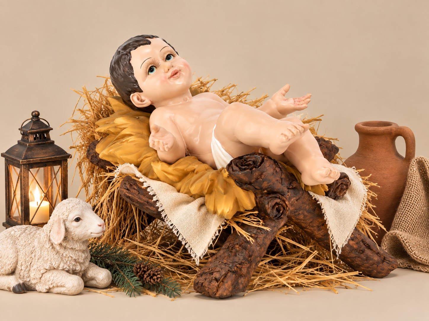 Figura Dzieciątko Jezus 42 x 32 x 26 cm polyresin do szopki bożonarodzeniowej