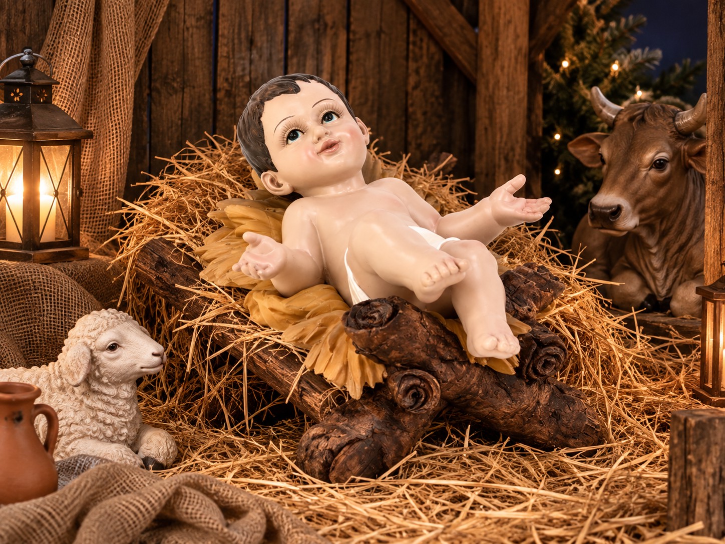 Figura Dzieciątka Jezus z polyresinu do szopki zewnętrznej