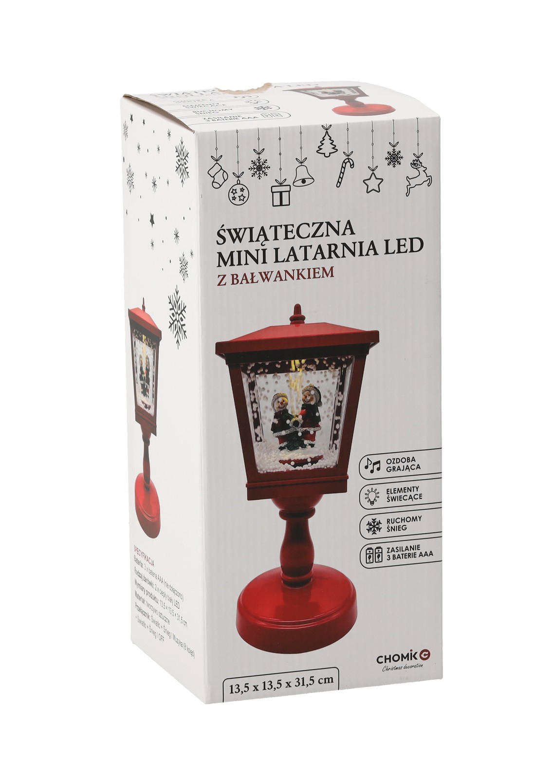 Святкова Міні-Ліхтар 13,5 X 13,5 X 31,5 См З Led-Позитівкою - Червона (4)
