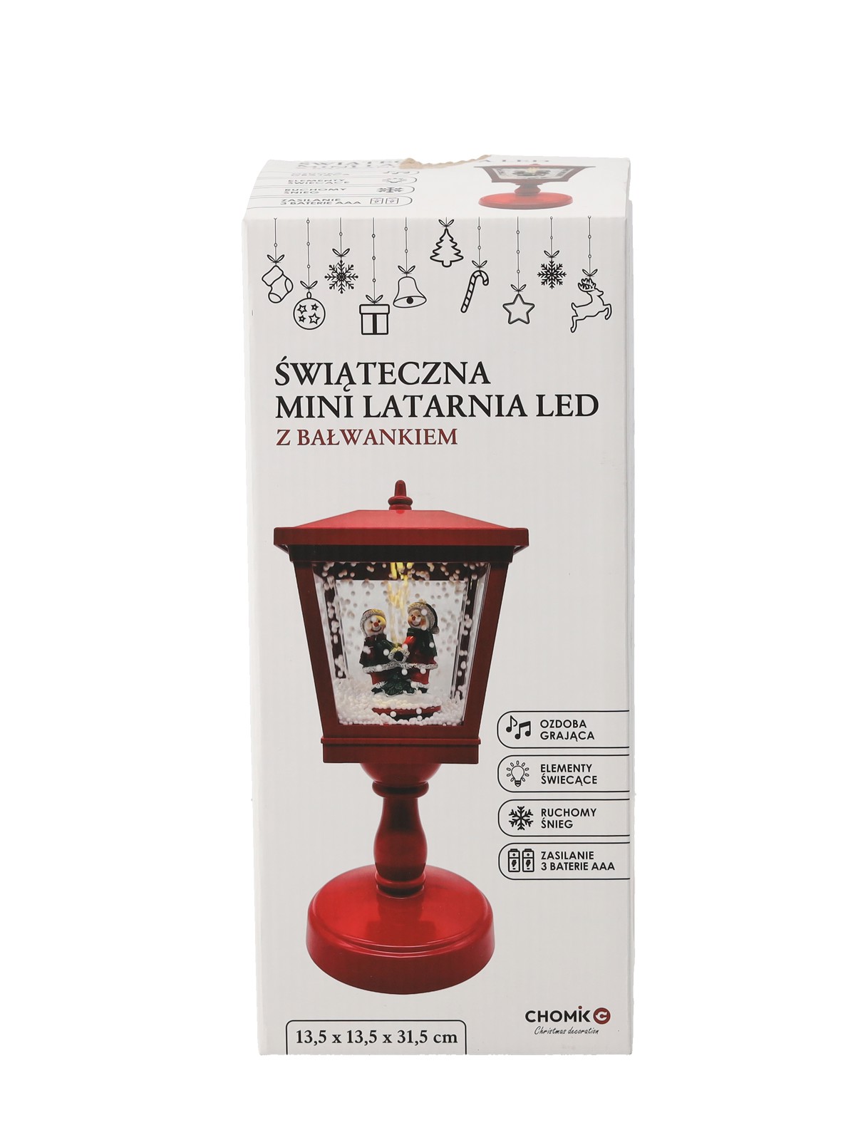 Святкова Міні-Ліхтар 13,5 X 13,5 X 31,5 См З Led-Позитівкою - Червона (5)