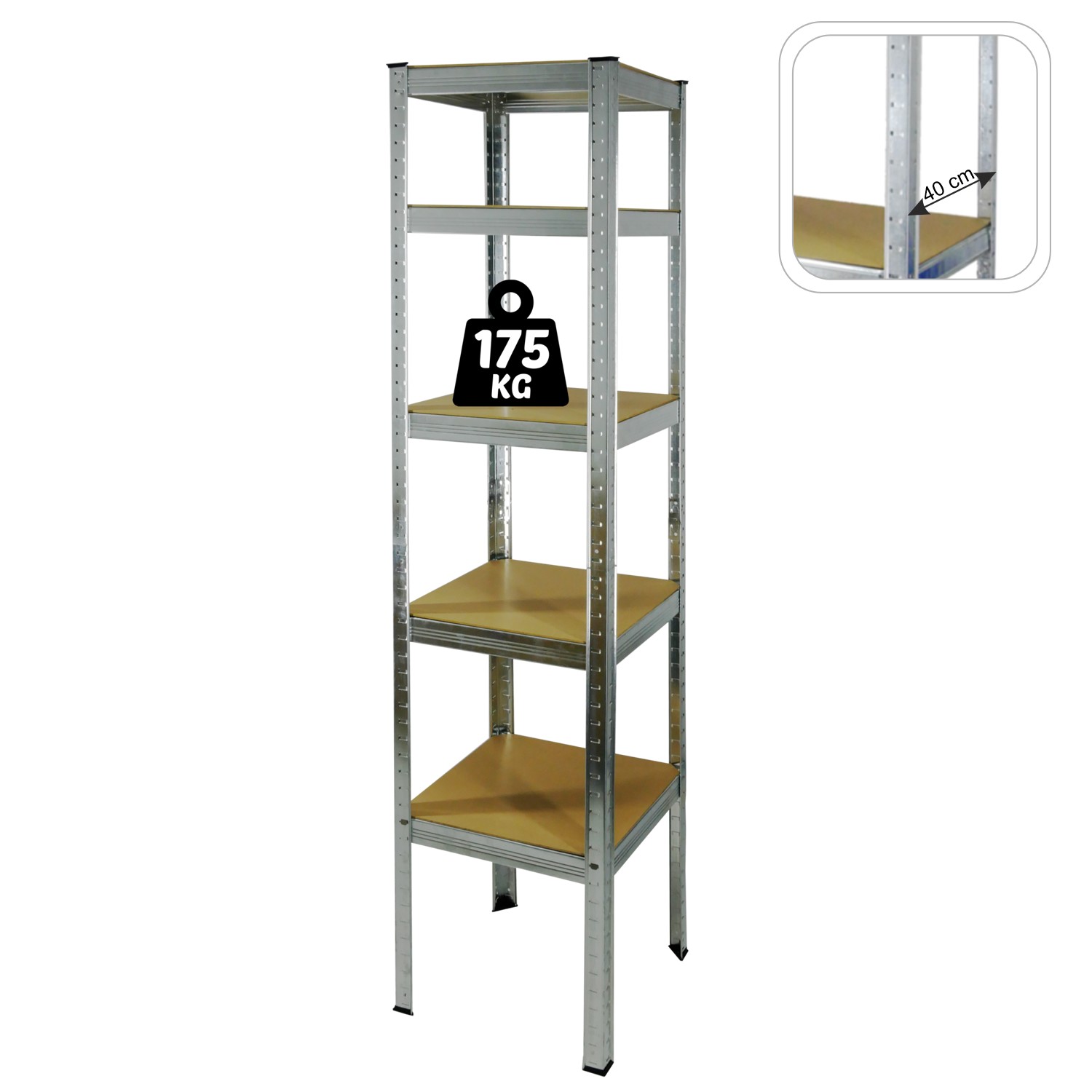 REGAŁ 5-POZIOMOWY 180 x 40 x 40 CM UDŹWIG PÓŁKI: 175 KG *9412 pol_pl_REGAL-5-POZIOMOWY-180-x-40-x-40-CM-UDZWIG-POLKI-175-KG-9412-4974_4