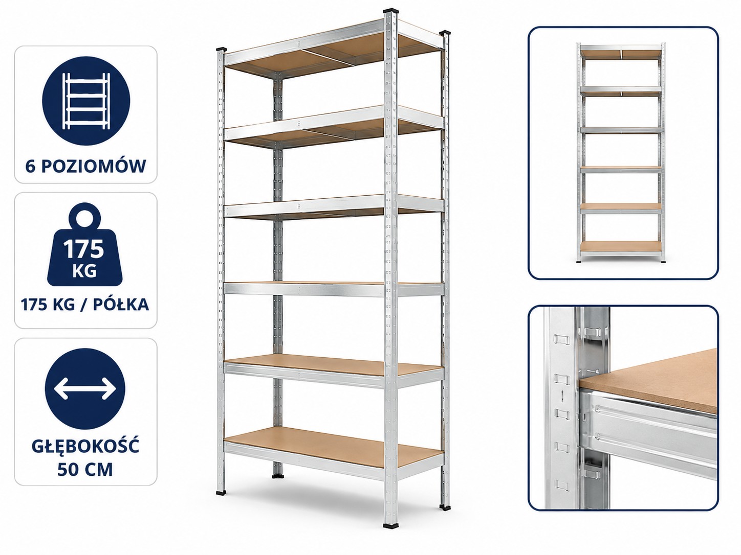 REGAŁ 6-POZIOMOWY 222 X 110 X 50 CM UDŹWIG PÓŁKI: 175 KG pol_pl_REGAL-6-POZIOMOWY-222-X-110-X-50-CM-UDZWIG-POLKI-175-KG-0612-1330_1_2