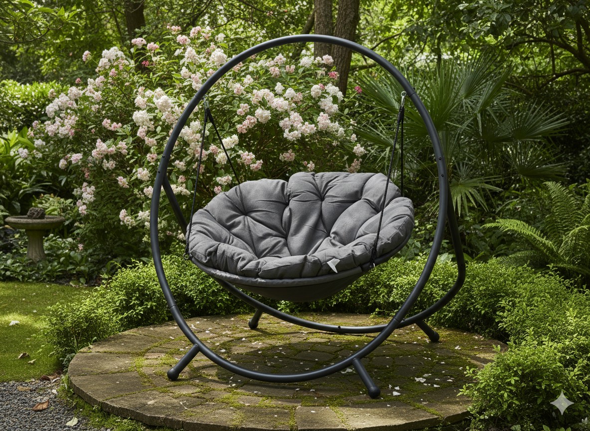 Подвесное кресло Patio - темно-серая подушка, серая рама 115,5X140X167,5 см