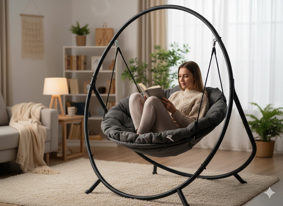 Подвесное кресло Patio - темно-серая подушка, серая рама 115,5X140X167,5 см (2)