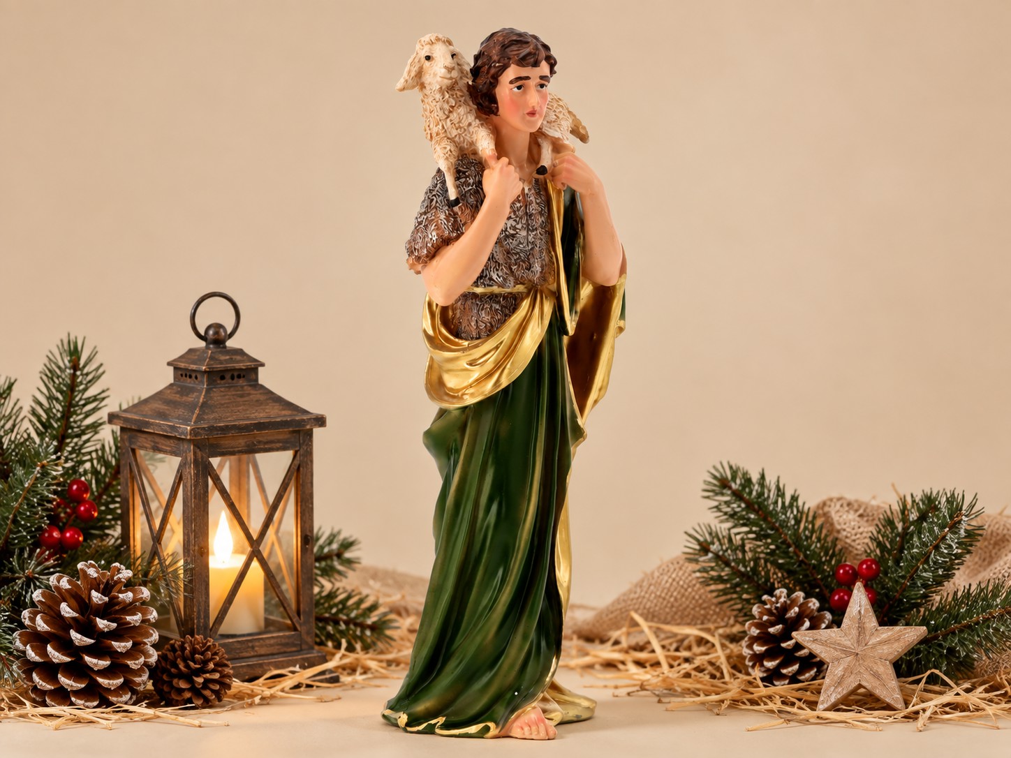Figura Pasterz 18 x 20 x 56 cm polyresin do szopki