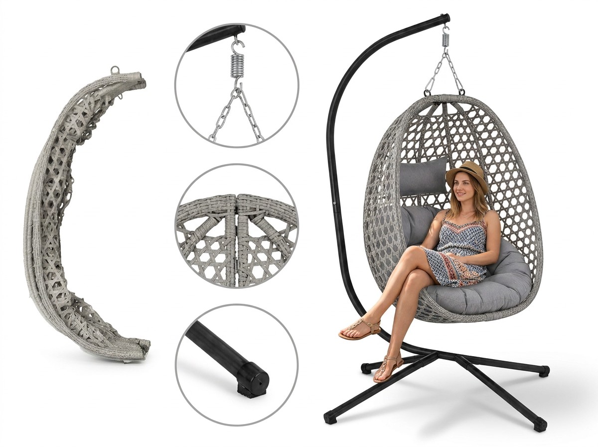 FOTEL WISZĄCY SKŁADANY DRIM - SZARY, SZARA PODUSZKA, CZARNA RAMA pol_pl_FOTEL-WISZACY-SKLADANY-DRIM-SZARY-SZARA-PODUSZKA-CZARNA-RAMA-9142_2