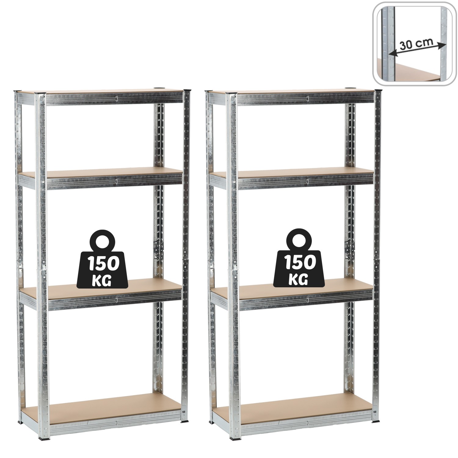 ZESTAW DWÓCH REGAŁÓW 4-POZIOMOWYCH 150 x 70 x 30 CM UDŹWIG PÓŁKI: 150 KG pol_pl_ZESTAW-DWOCH-REGALOW-4-POZIOMOWYCH-150-x-70-x-30-CM-UDZWIG-POLKI-150-KG-2165-1812_3