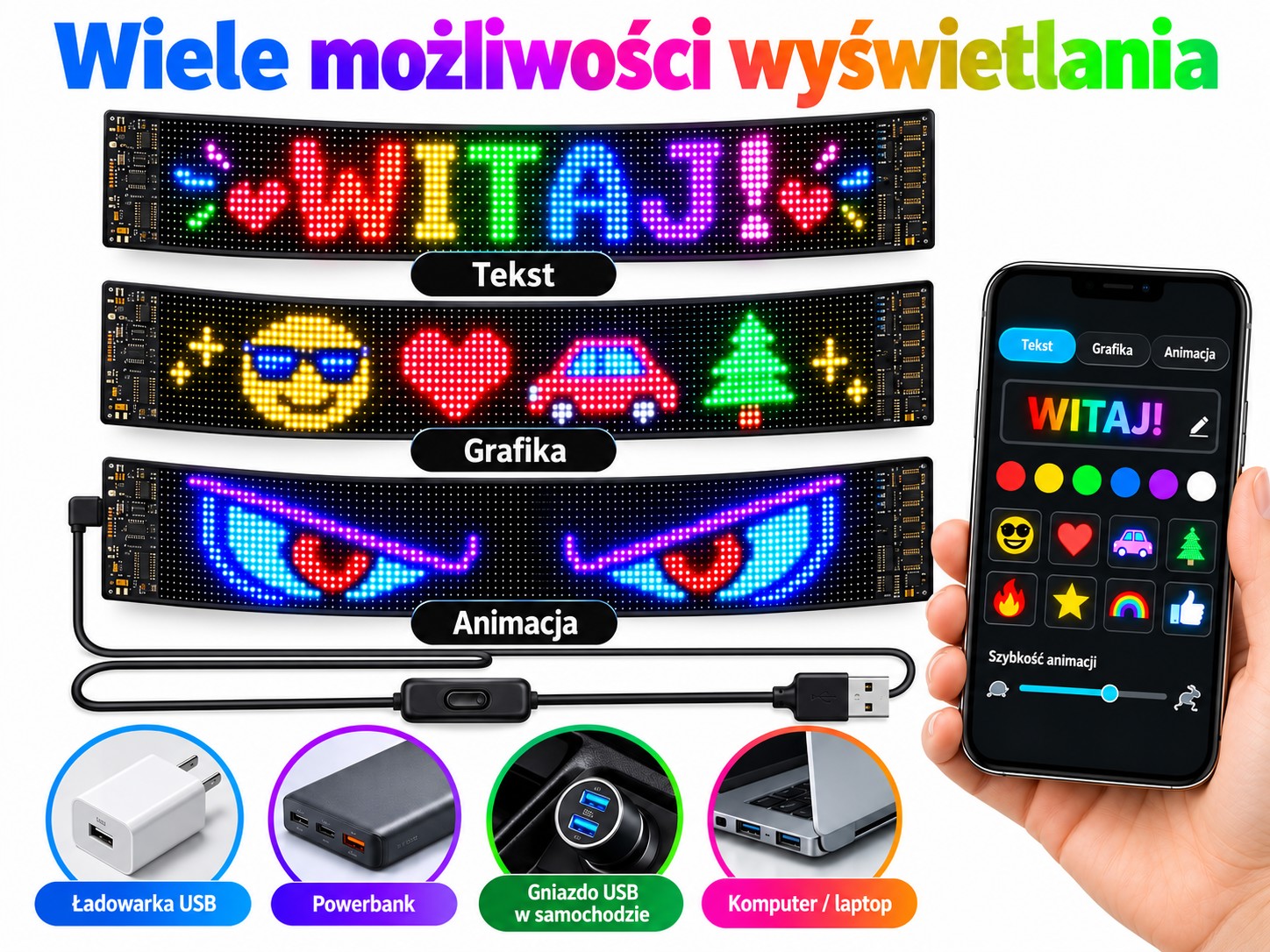 Світлодіодна панель Matrix 9,5 × 37,5 см, Usb, Bluetooth (4)