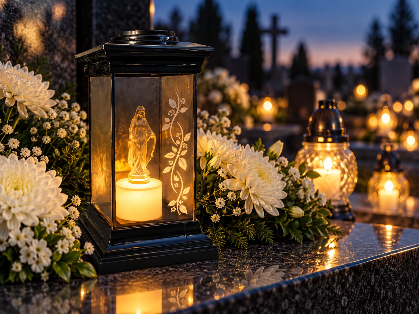 Солярний Ліхтар 14 x 14 x 28 См З Образом Марії (Led) (3)