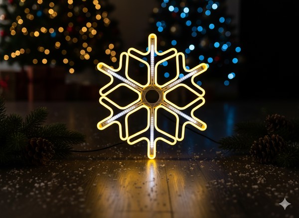 Снежинка 60 См Неон Led Теплый Белый + Холодный Белый Внутренний/Внешний (2)