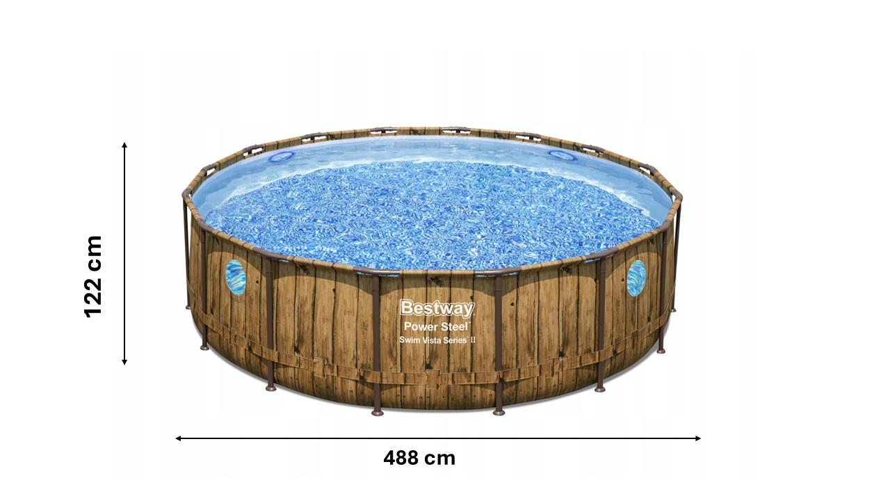 BASEN STELAŻOWY RATTAN / OKNO 4,88 x 1,22 M (BASEN, POMPA FILTRUJĄCA, DRABINKA, POKRYWA, DOZOWNIK) 56725