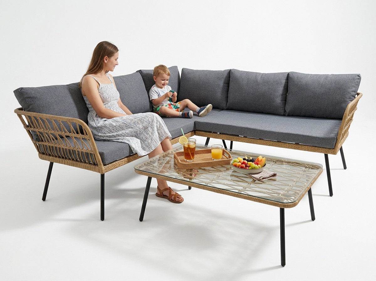 ZESTAW MEBLI OGRODOWYCH (SOFA NAROŻNA, STOLIK) - BRĄZOWY, PODUSZKI - SZARY pol_pl_ZESTAW-MEBLI-OGRODOWYCH-SOFA-NAROZNA-STOLIK-BRAZOWY-PODUSZKI-SZARY-336_6