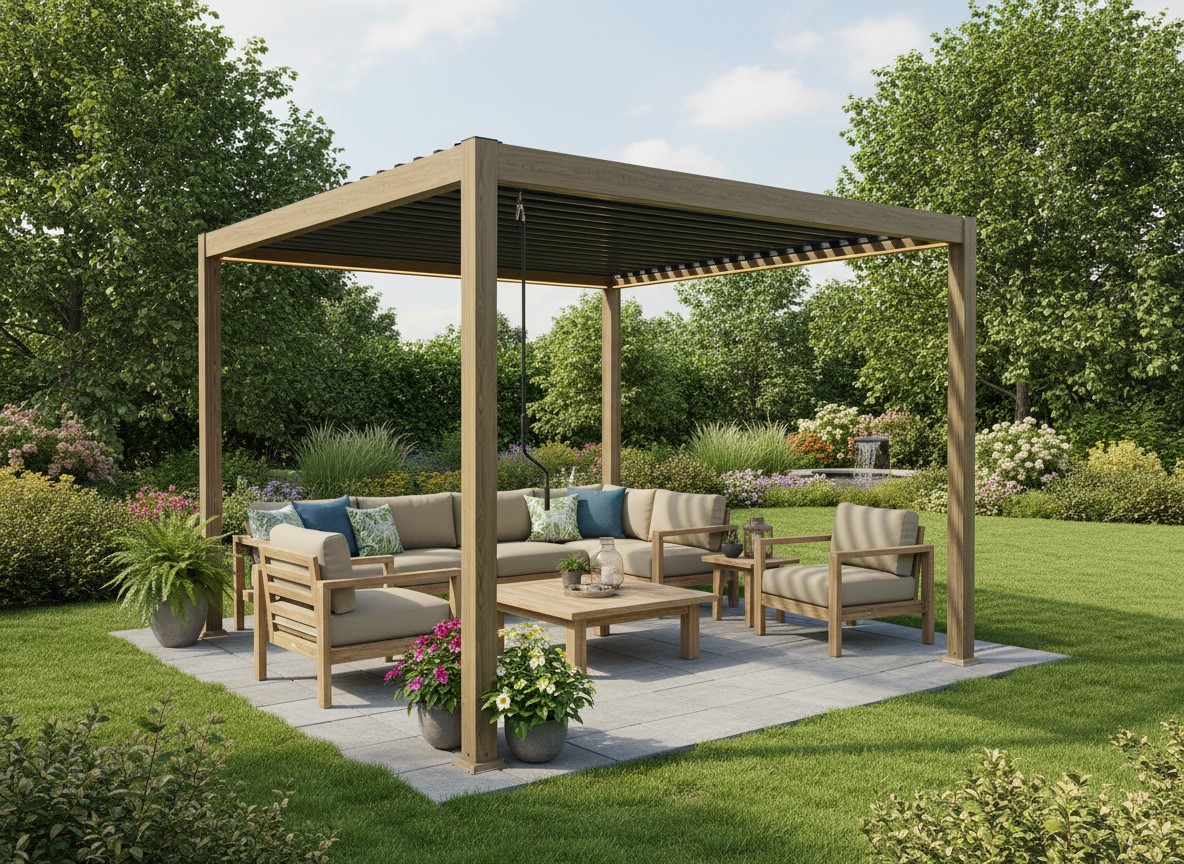 PERGOLA ALUMINIOWA BIOKLIMATYCZNA LED 3 x 4 x 2,5 M DREWNOPODOBNA freepik__stwrz-aranacje-z-pergol-img1-w-ogrodzie-w-rodku-ni__40165