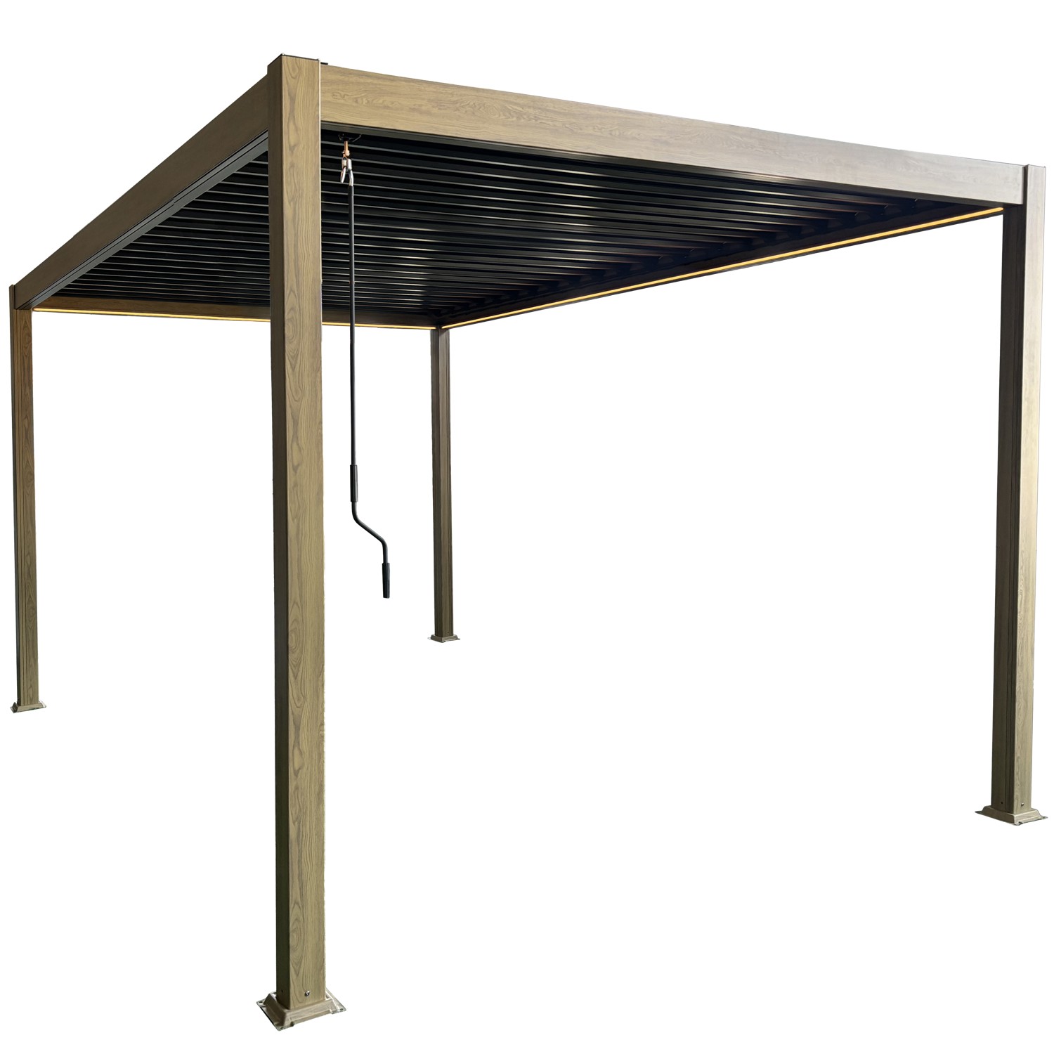PERGOLA ALUMINIOWA BIOKLIMATYCZNA LED 3 x 4 x 2,5 M DREWNOPODOBNA RIT1439_