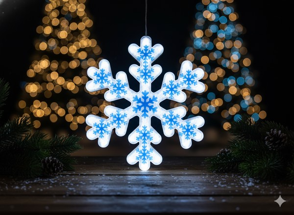 Снежинка Синяя 40 См Неон Led Холодный Белый