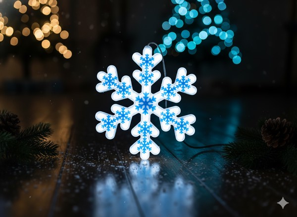 Снежинка Синяя 40 См Неон Led Холодный Белый (2)