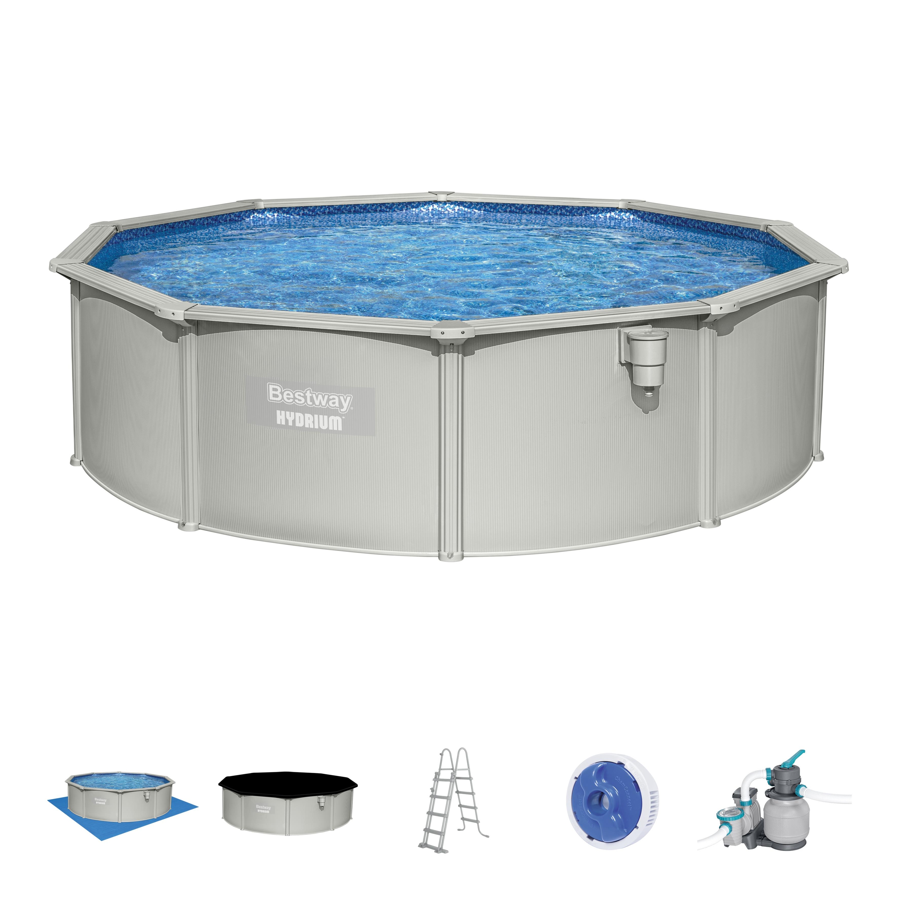 BASEN PANELOWY 4,57 x 1,22 M (BASEN, POMPA PIASKOWA, SKIMMER, DRABINKA, PODLOGA, POKRYWA, DOZOWNIK) Bestway_AGP_set_15ftx48in_Hydrium_Pool_Set_5638456384GB56384CH56385AU_25SS