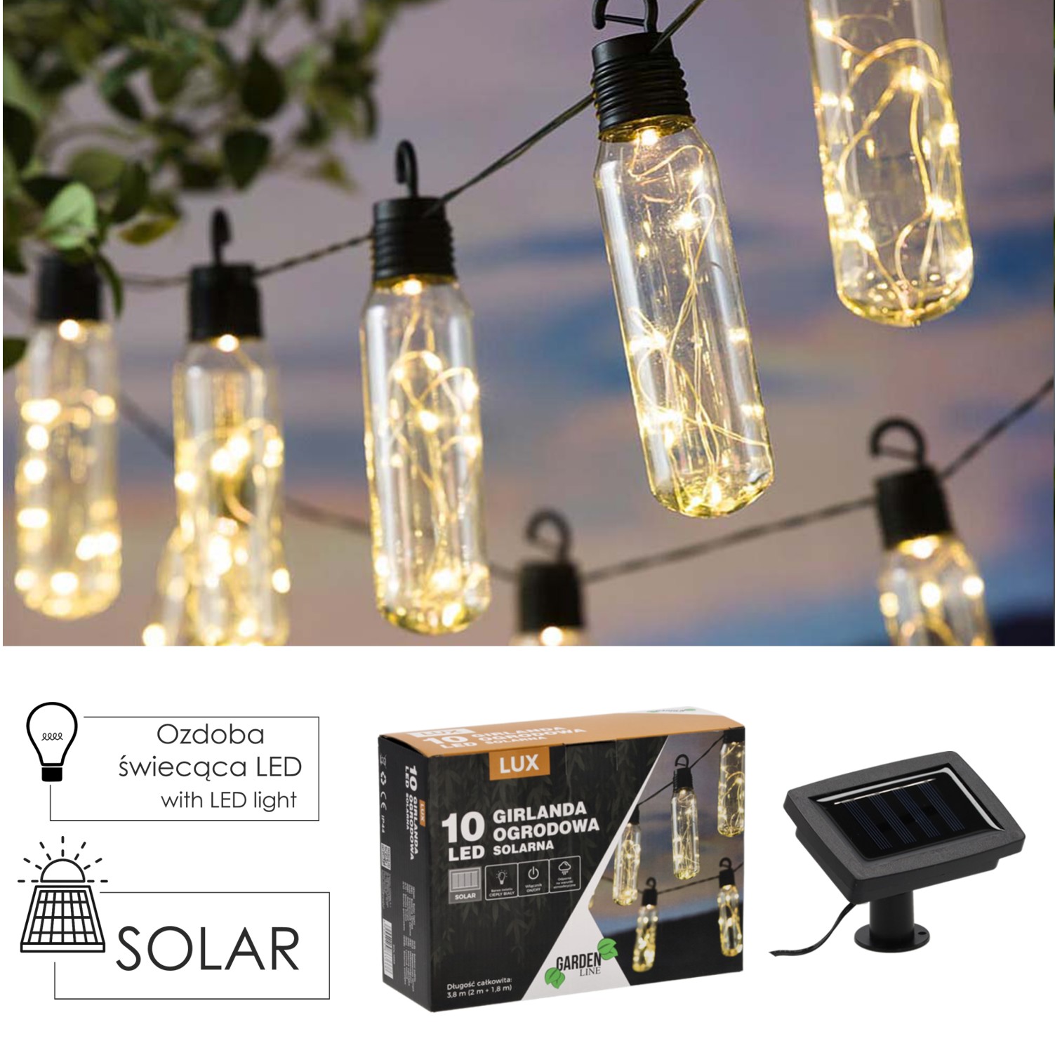 GIRLANDA SOLARNA OGRODOWA DŁ. 2 + 1,8 M LUX 10 LED CIEPŁY BIAŁY pol_pl_GIRLANDA-SOLARNA-OGRODOWA-DL-2-1-8-M-LUX-10-LED-CIEPLY-BIALY-3668-1494_1