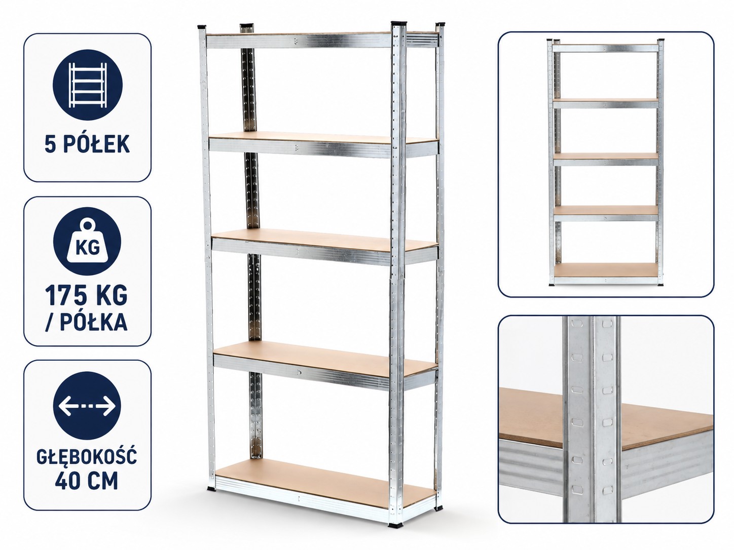 REGAŁ 5-POZIOMOWY 220 X 90 X 40 CM UDŹWIG PÓŁKI: 175 KG pol_pl_REGAL-5-POZIOMOWY-220-X-90-X-40-CM-UDZWIG-POLKI-175-KG-0629-1331_1_2