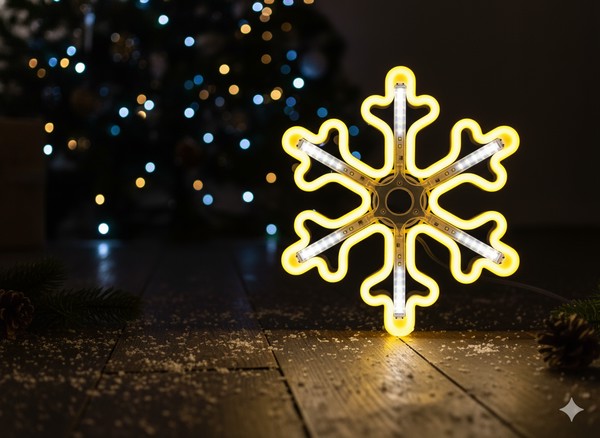 Снежинка 30 См Неон Led Теплый Белый + Холодный Белый Внутренний/Внешний (2)