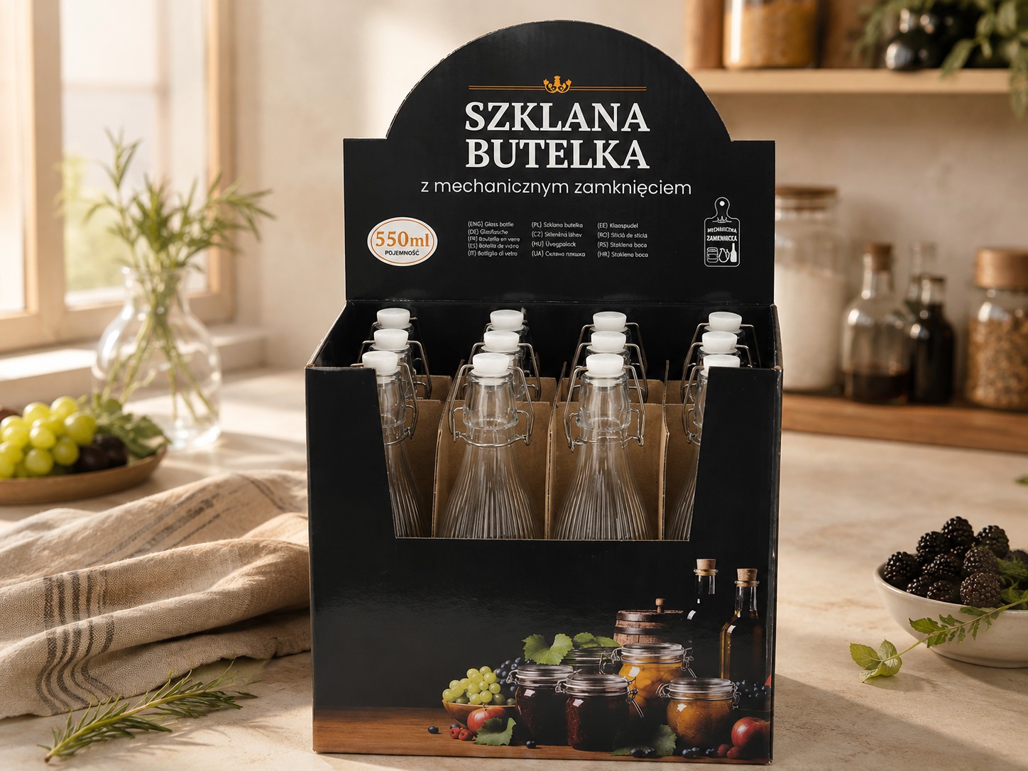 Круглая бутылка объёмом 550 мл с механической пробкой (3)