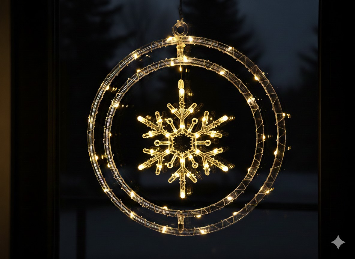 Праздничное Украшение - Снежинка Micro Led 60L Тепло-Белый На Батареях