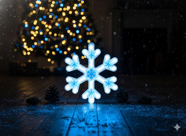 Снежинка Синяя 30 См Неон Led Холодный Белый (2)