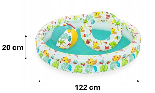BASENIK OGRODOWY FI 122cm H20 + PIŁKA + KOŁO 51124
