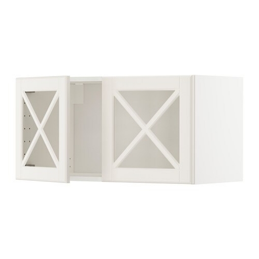 ИКЕА Настенный шкаф с 2 стеклянными дверцами METOD МЕТОД, 393.950.34 - Home Club