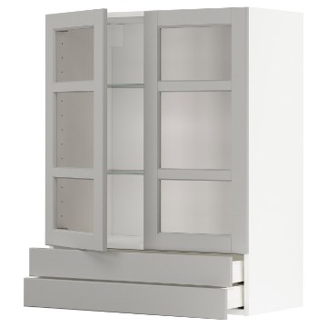 ИКЕА Навесной шкаф 2 стеклянные двери METOD МЕТОД / MAXIMERA МАКСИМЕРА, 394.587.57 - Home Club